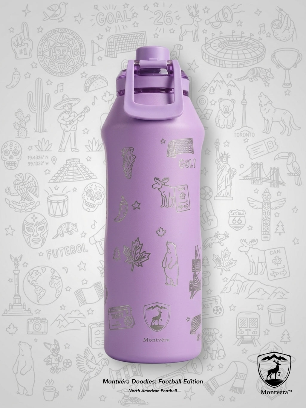 Termo Fútbol Montvéra: Edición Norteamérica | 120ml / 40 oz